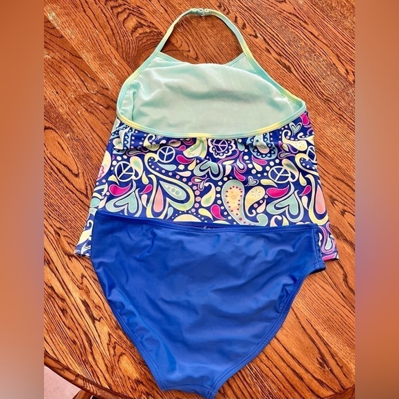 OP Girl’s Swim Suit Size Medium 10-12 Beach Pool Tankini Blue Paisley Youth Gift - Picture 5 of 7